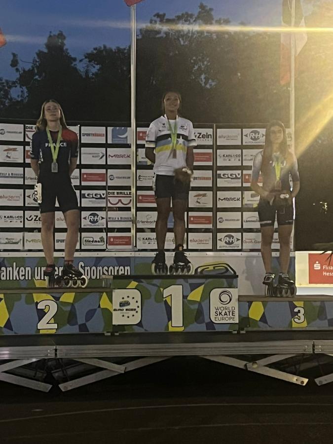 podium Mae Championne d'europe 500M